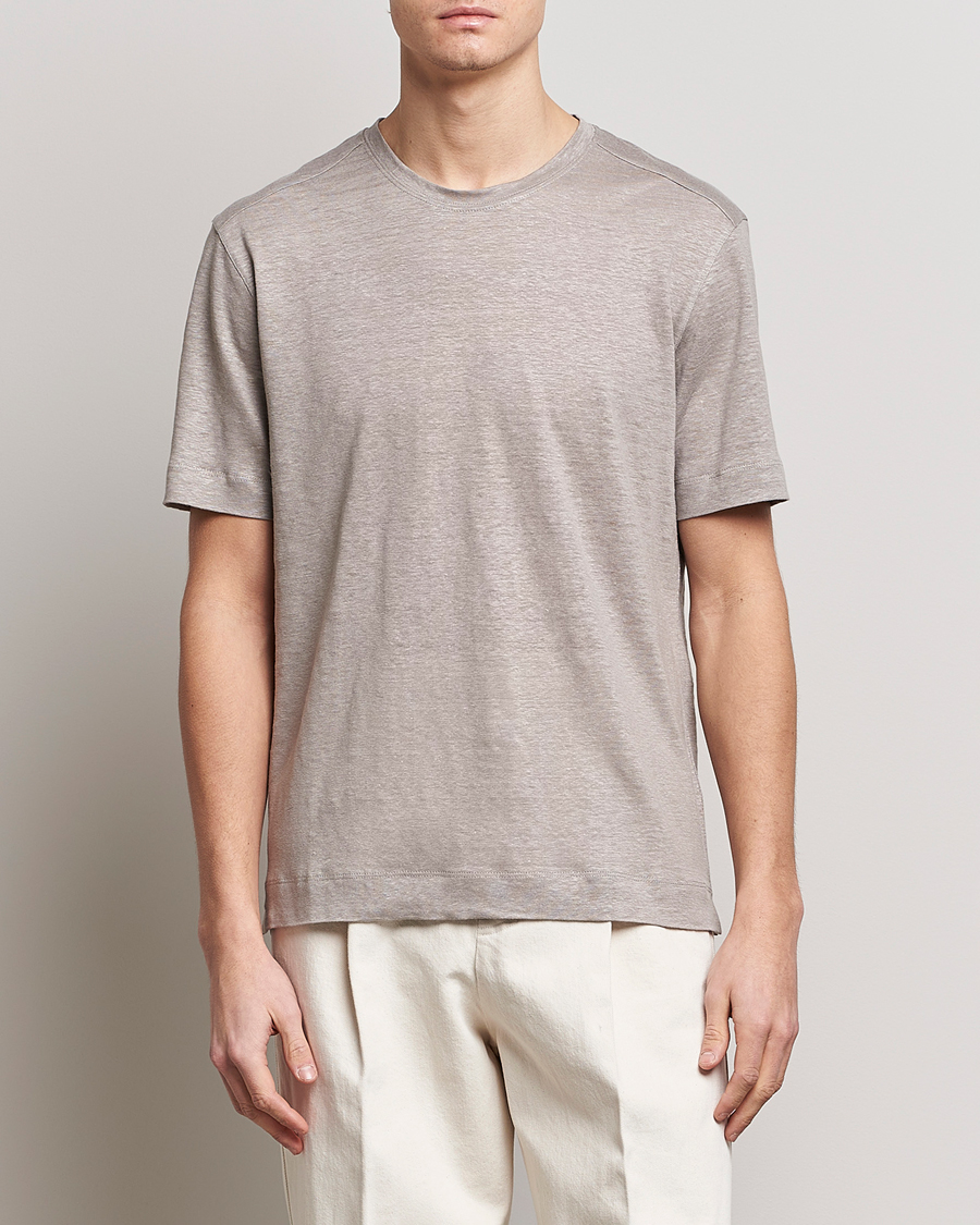 Herre | Zegna | Zegna | Pure Linen T-Shirt Taupe