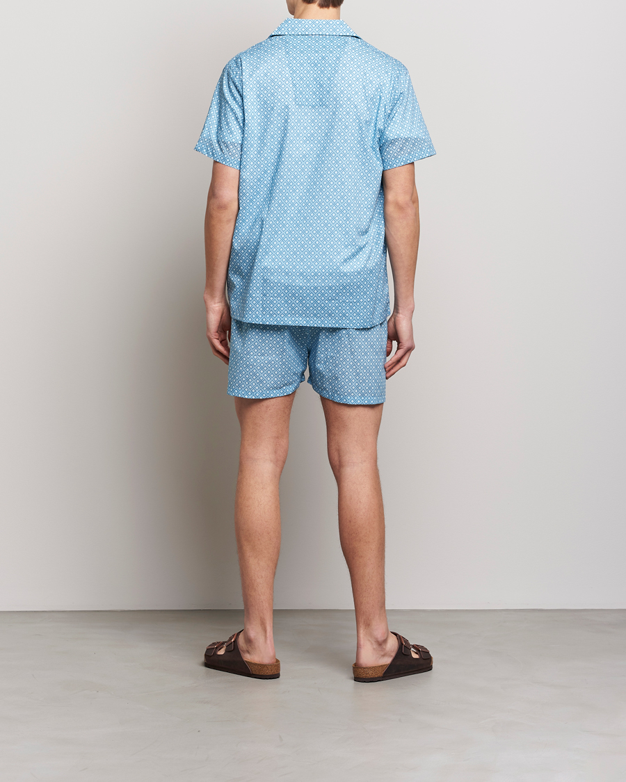 Herre | Pyjamas | Derek Rose | Shortie Printed Cotton Pyjama Set Blue
