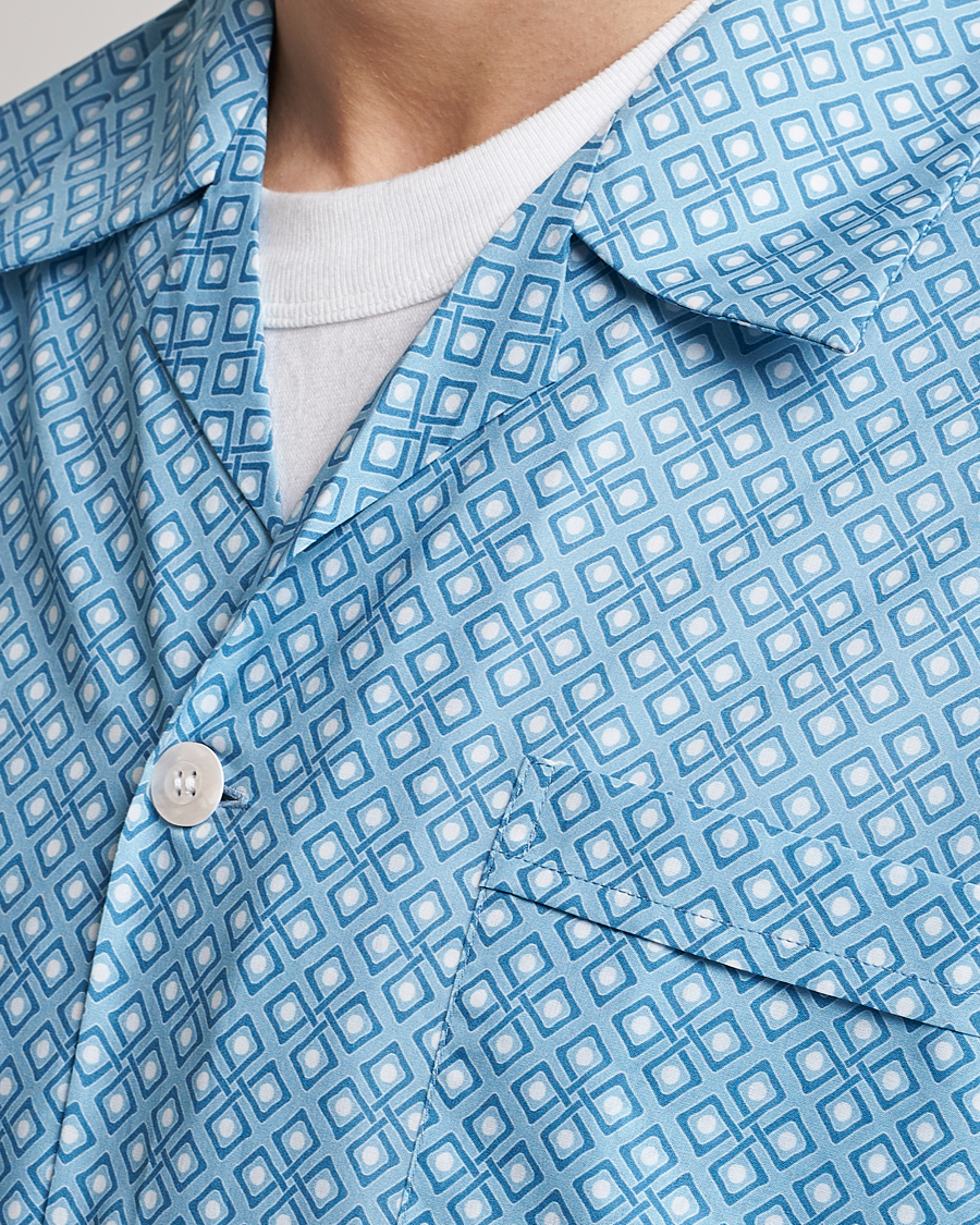 Herre | Pyjamas & Morgenkåber | Derek Rose | Shortie Printed Cotton Pyjama Set Blue