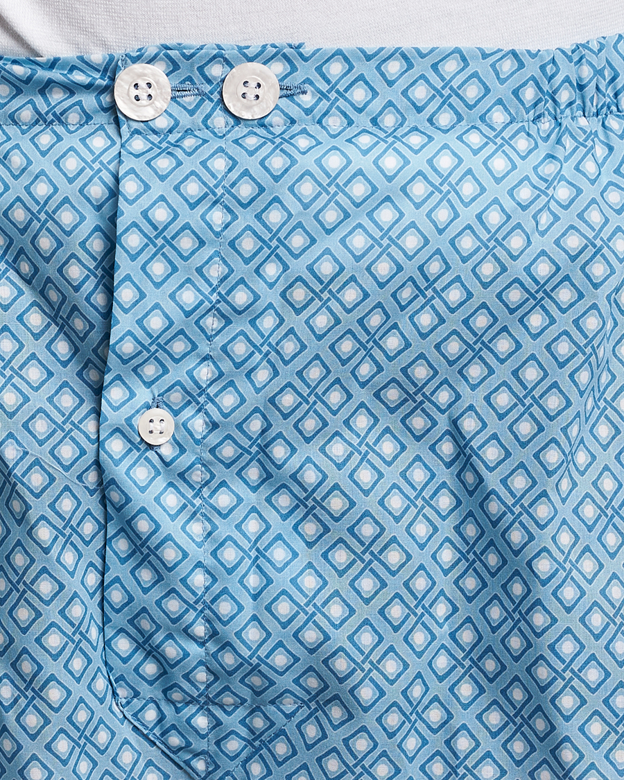 Herre | Pyjamas & Morgenkåber | Derek Rose | Shortie Printed Cotton Pyjama Set Blue