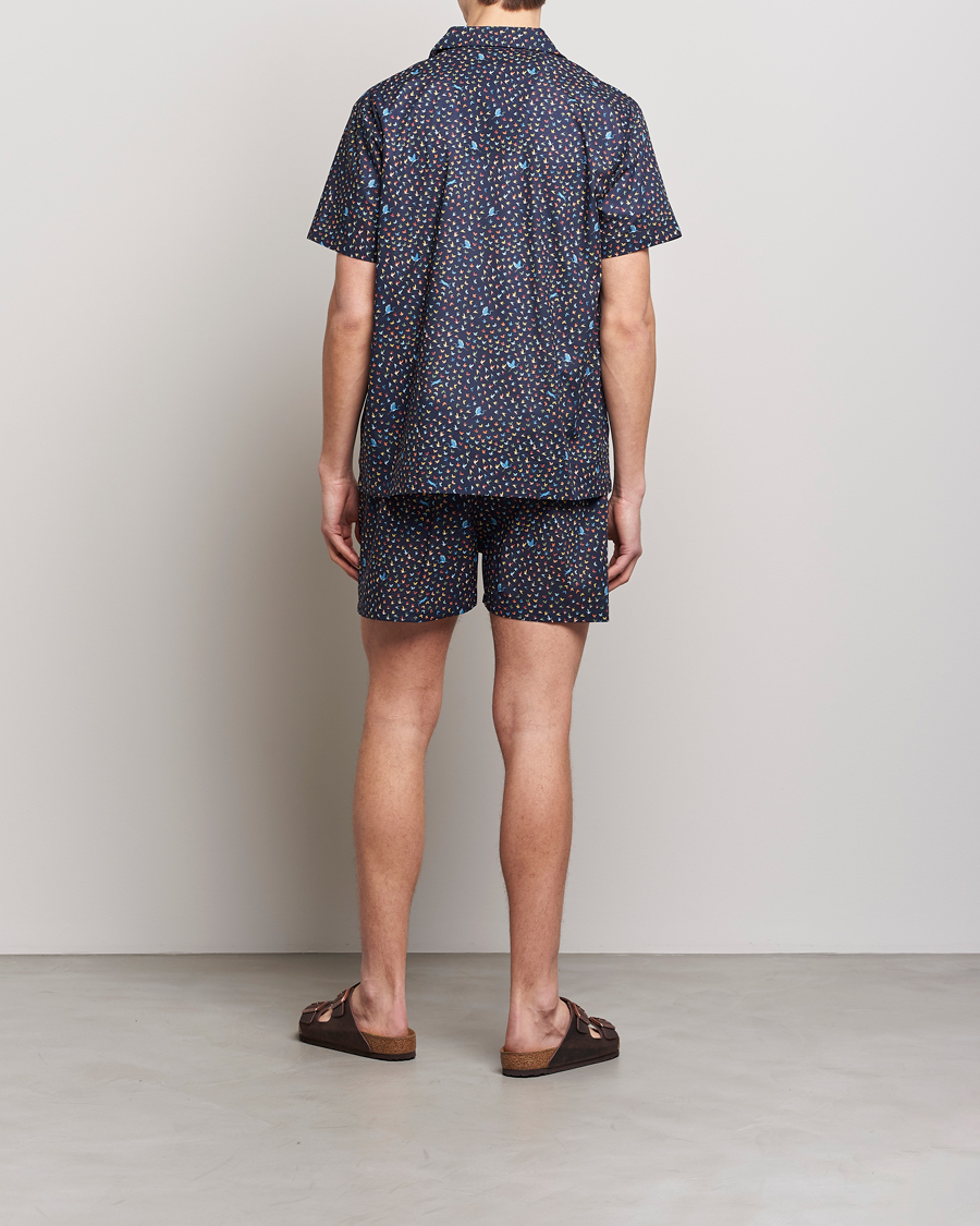 Herre | Pyjamas & Morgenkåber | Derek Rose | Shortie Printed Cotton Pyjama Set Navy Multi