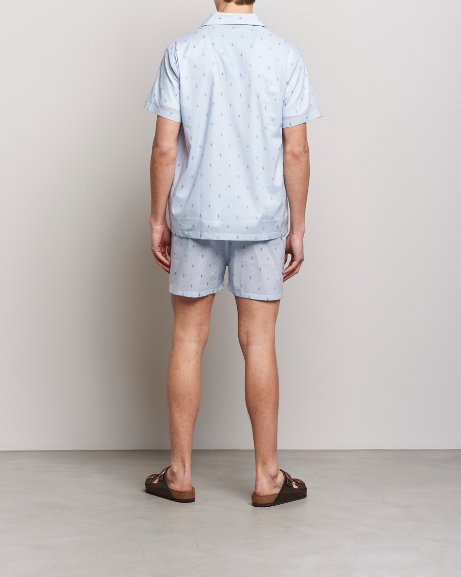 Herre | Nattøj | Derek Rose | Shortie Printed Cotton Pyjama Set Blue