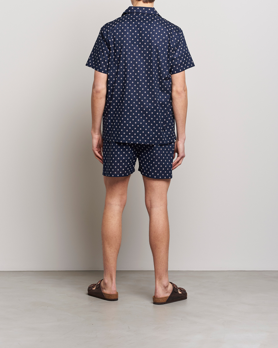 Herre | Pyjamas & Morgenkåber | Derek Rose | Shortie Printed Cotton Pyjama Set Navy