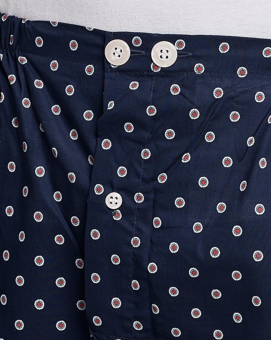 Herre | Pyjamas & Morgenkåber | Derek Rose | Shortie Printed Cotton Pyjama Set Navy
