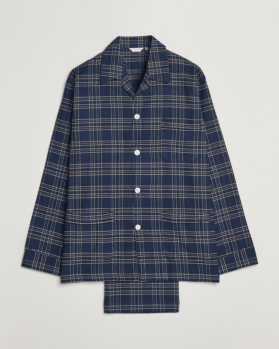 Herre | Pyjamas & Morgenkåber | Derek Rose | Checked Cotton Pyjama Set Navy