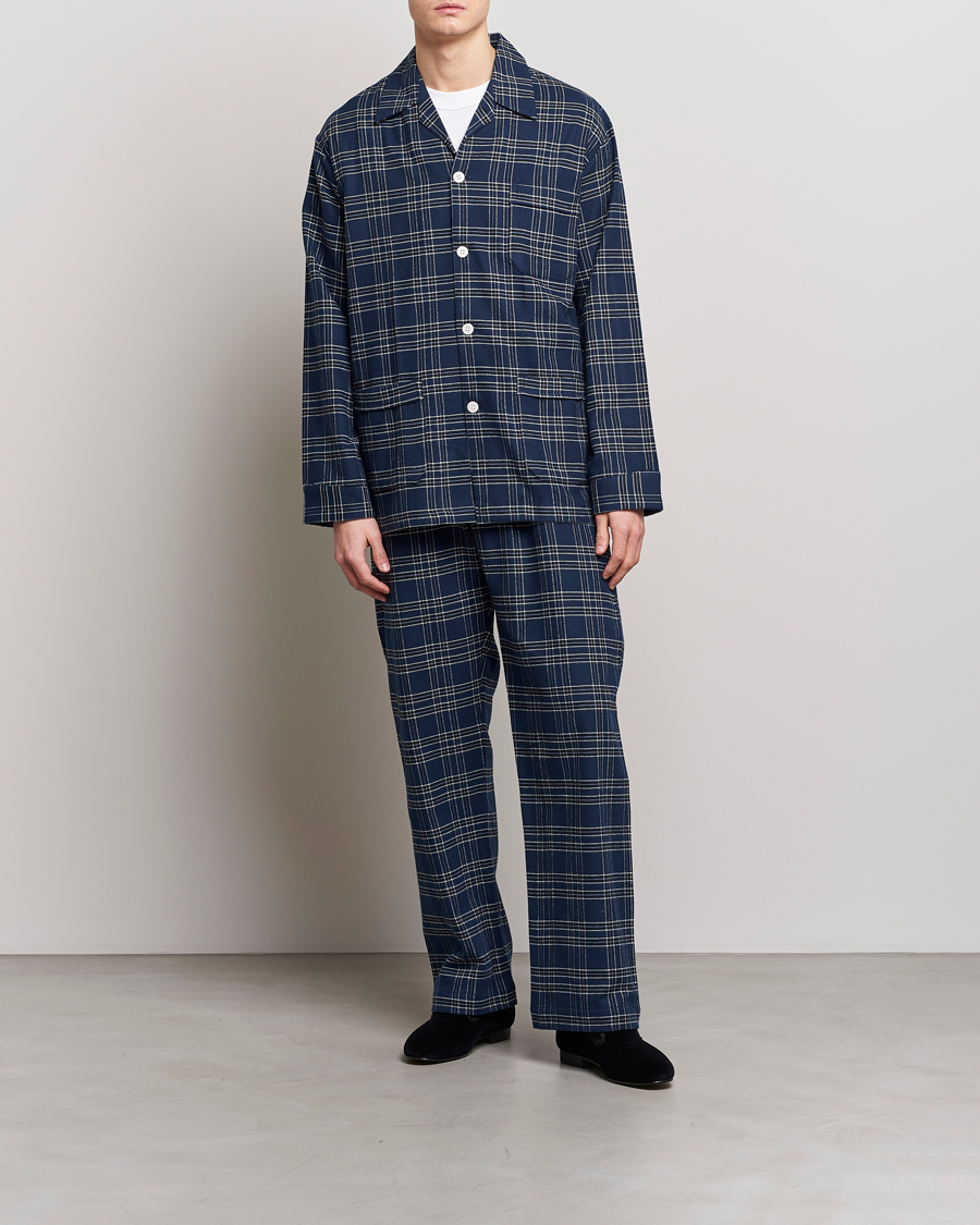 Herre | Pyjamas & Morgenkåber | Derek Rose | Checked Cotton Pyjama Set Navy