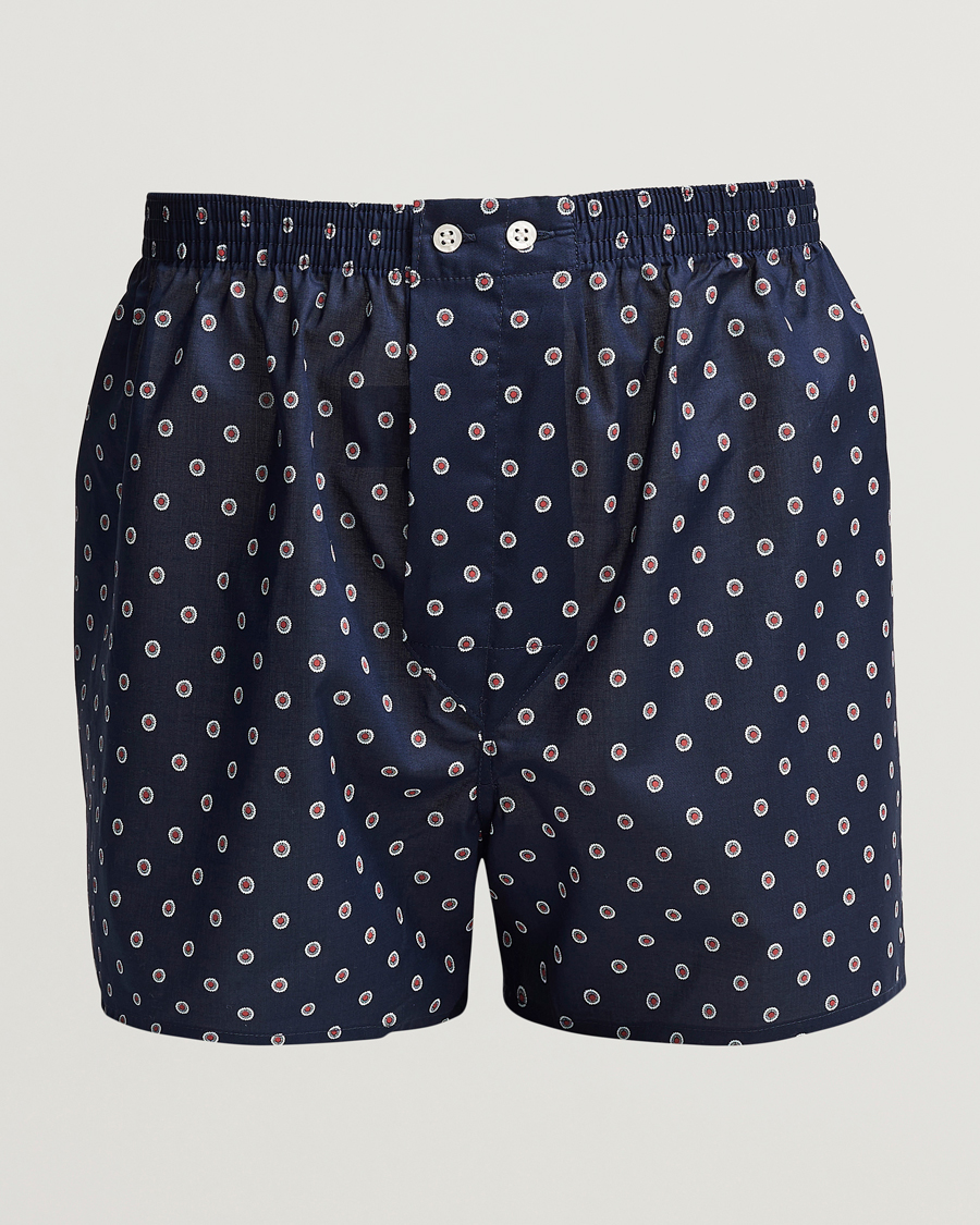 Herre | Undertøj | Derek Rose | Classic Fit Woven Cotton Boxer Shorts Navy