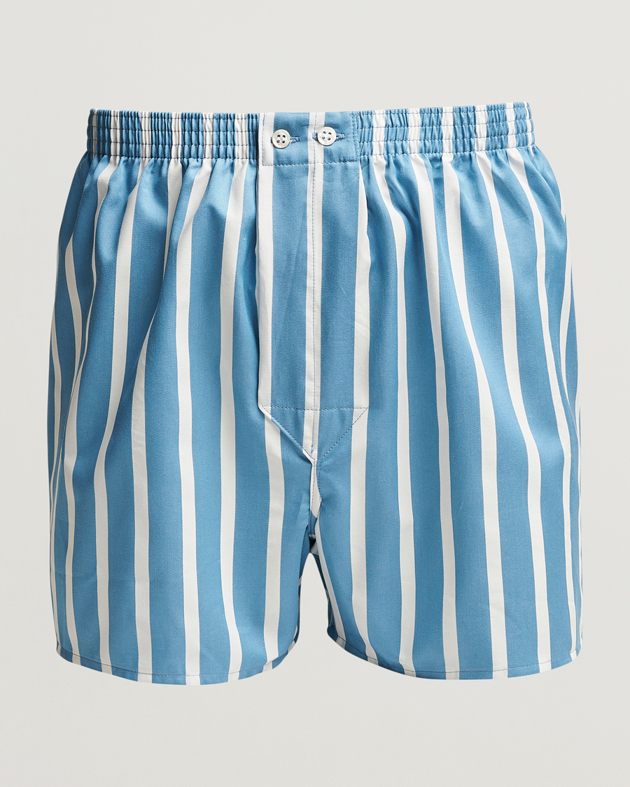 Herre | Undertøj | Derek Rose | Classic Fit Striped Cotton Boxer Shorts Blue/White