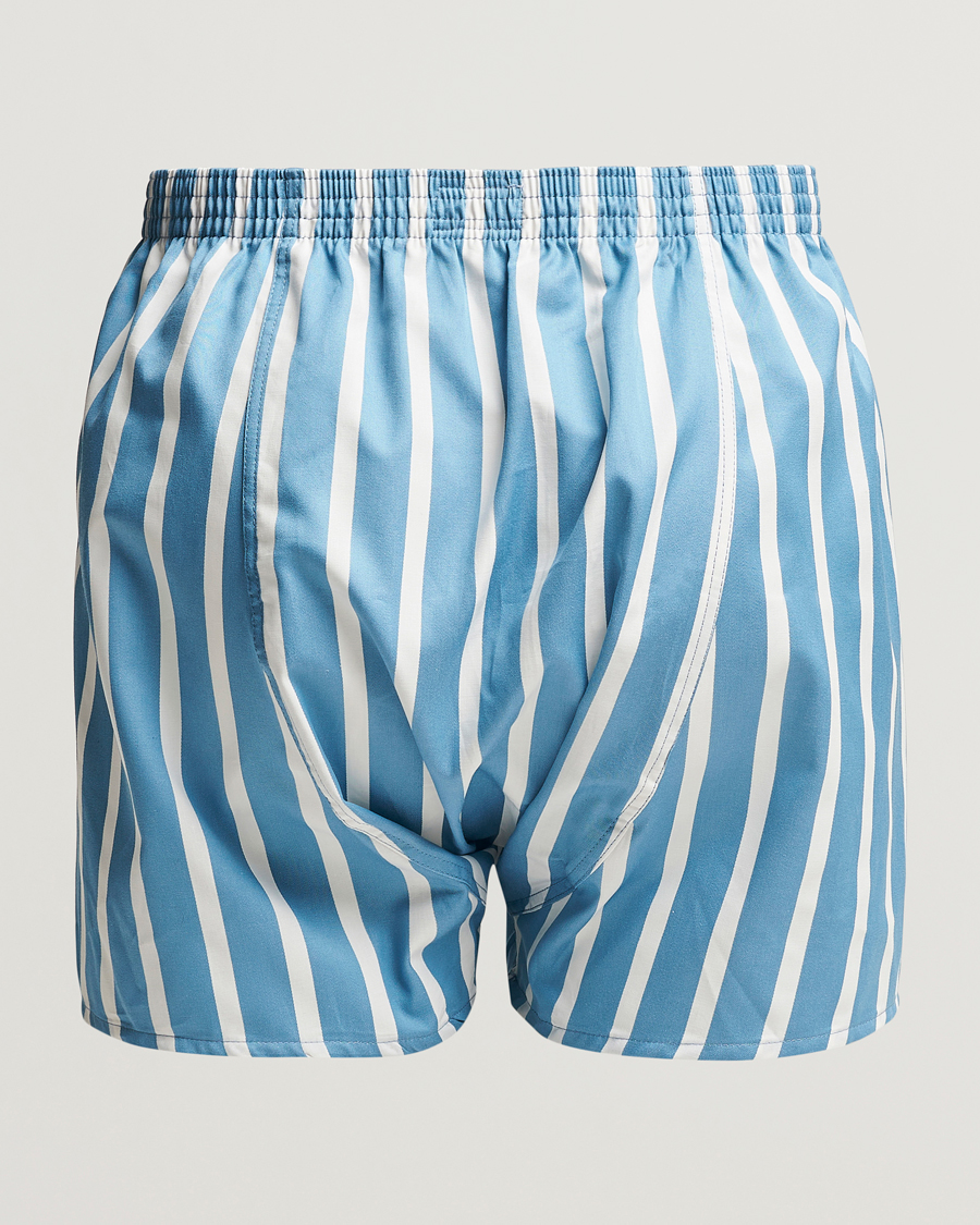 Herre | Undertøj | Derek Rose | Classic Fit Striped Cotton Boxer Shorts Blue/White
