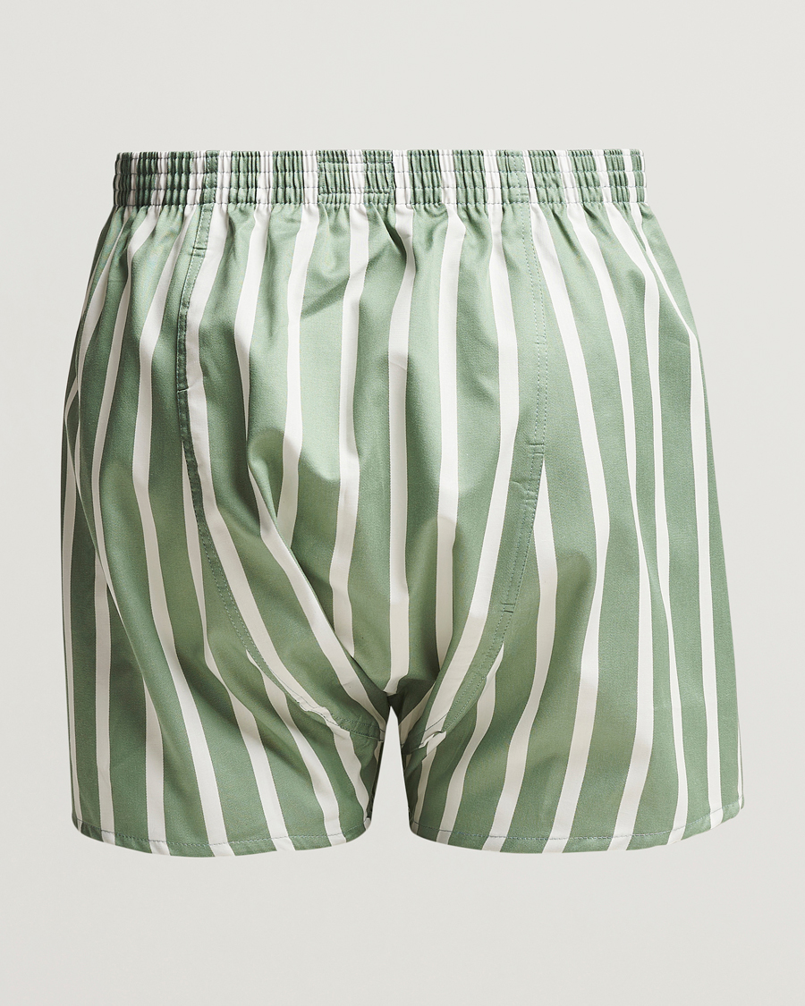 Herre | Undertøj | Derek Rose | Classic Fit Striped Cotton Boxer Shorts Green/White