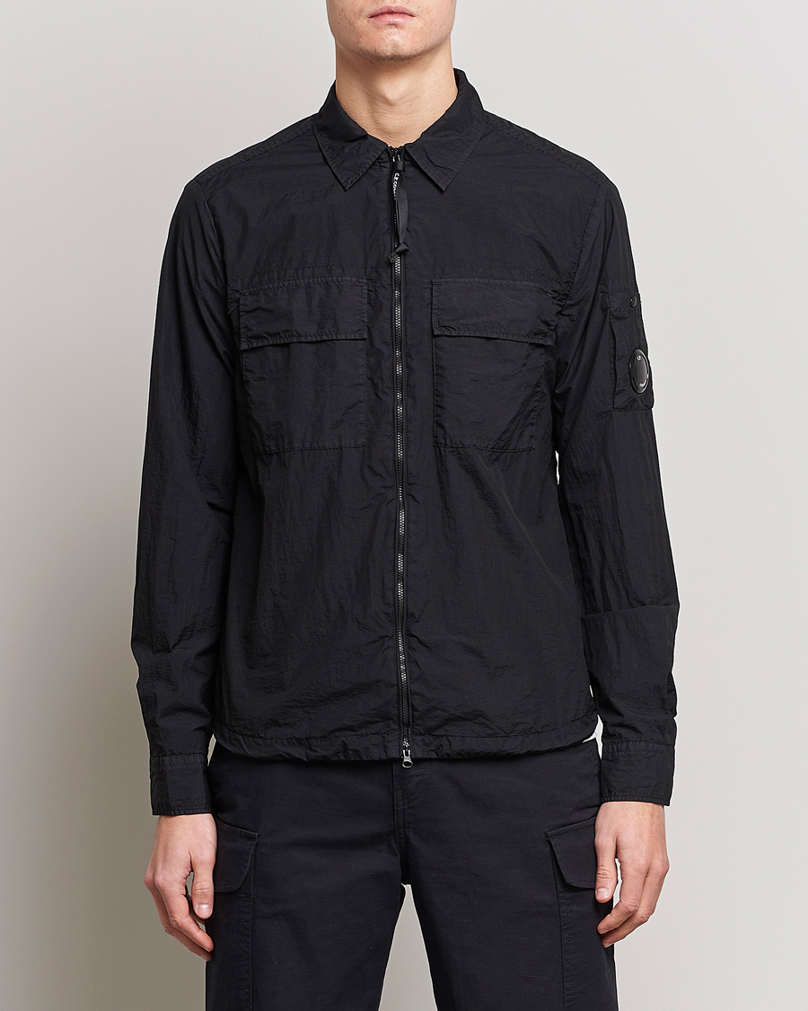 Herre | Overshirts | C.P. Company | Taylon L Nylon Zip Shirt Jacket Black