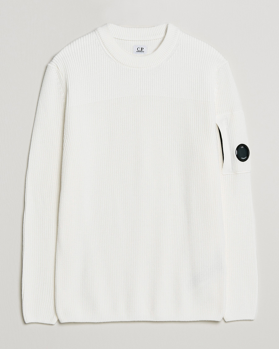 Herre | Trøjer | C.P. Company | Sea Island Knitted Cotton Crew Neck White