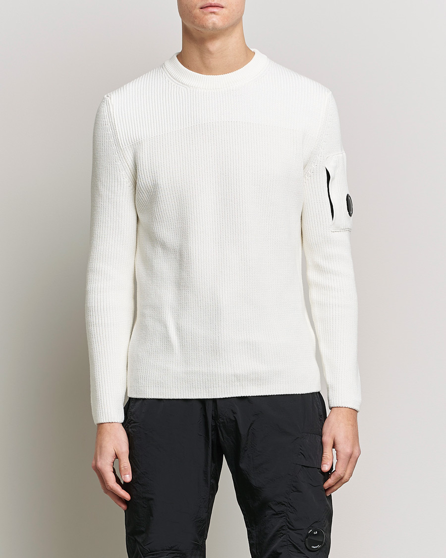 Herre | Trøjer | C.P. Company | Sea Island Knitted Cotton Crew Neck White