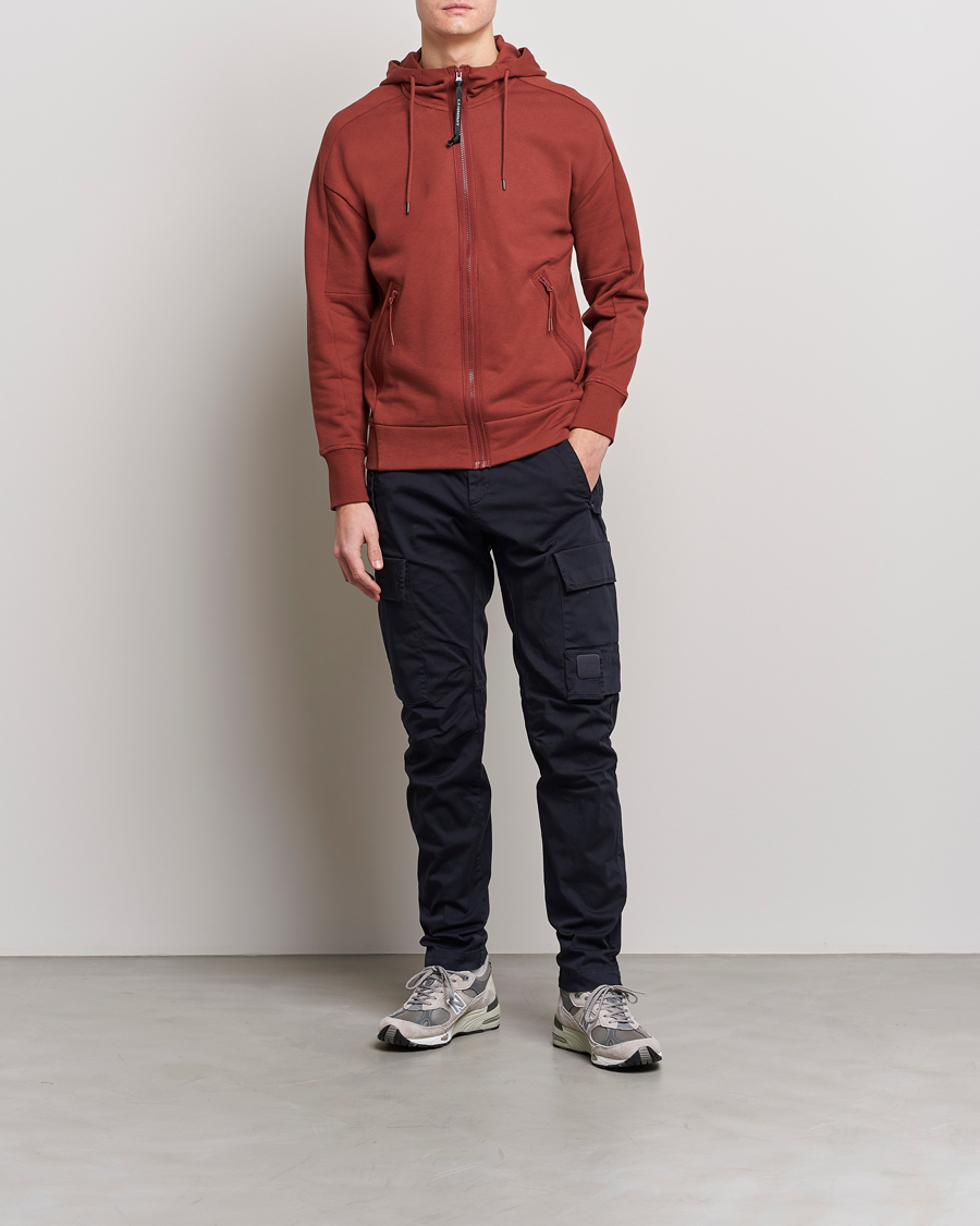 Herre | Trøjer | C.P. Company | Diagonal Raised Fleece Full Zip Goggle Hoodie Rust