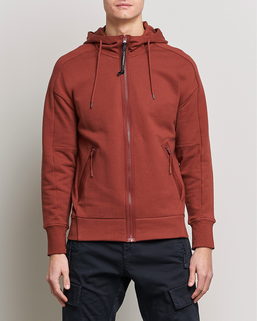 Herre | Trøjer | C.P. Company | Diagonal Raised Fleece Full Zip Goggle Hoodie Rust
