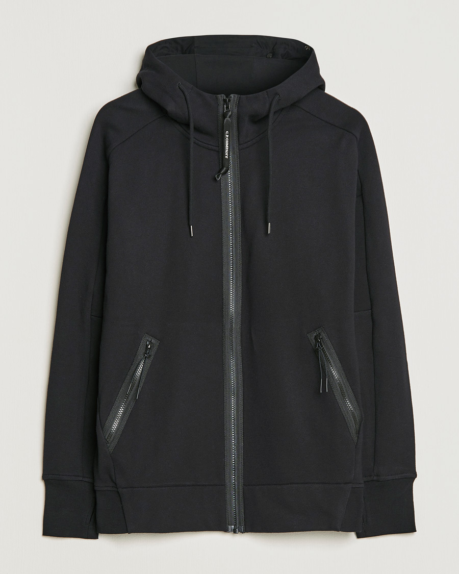 Herre | Trøjer | C.P. Company | Diagonal Raised Fleece Full Zip Goggle Hoodie Black