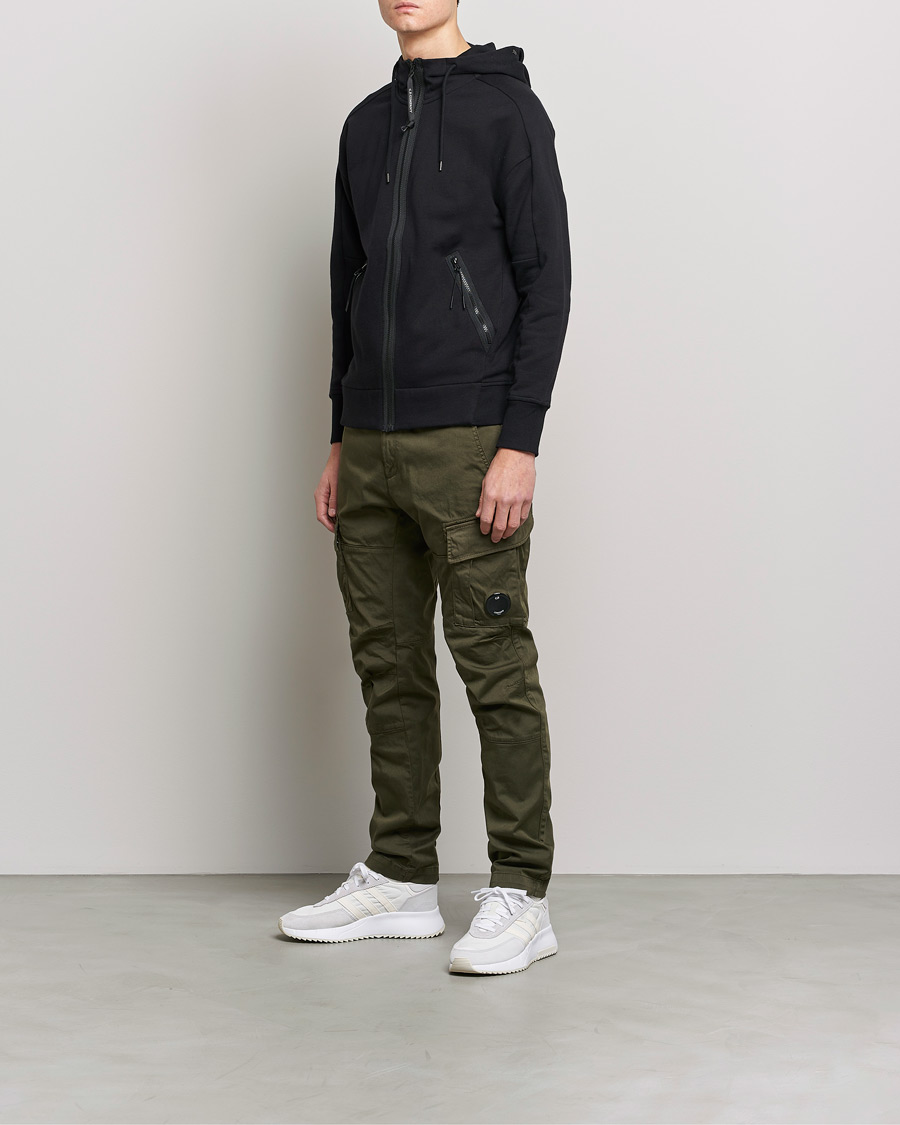 Herre | Trøjer | C.P. Company | Diagonal Raised Fleece Full Zip Goggle Hoodie Black