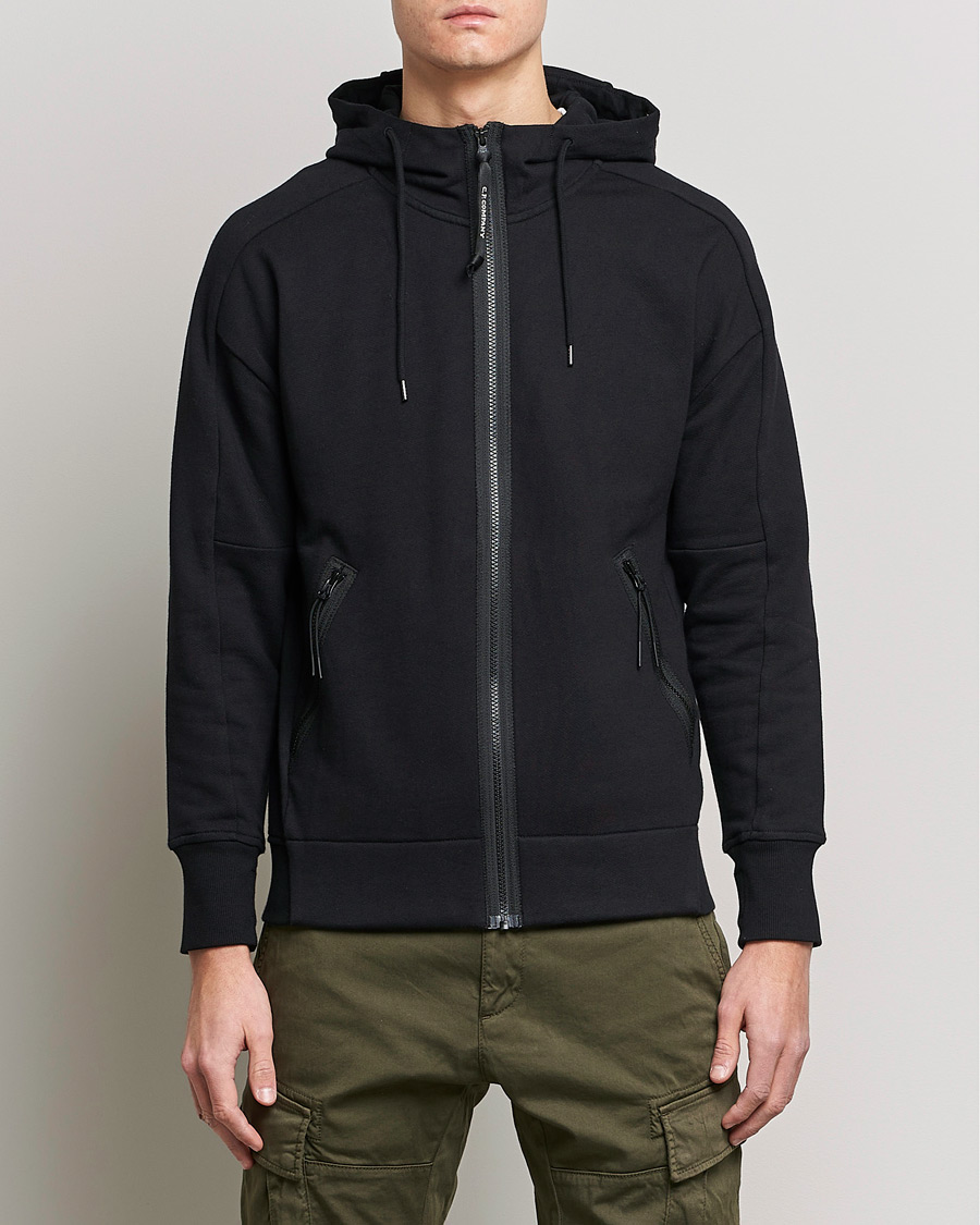 Herre | Trøjer | C.P. Company | Diagonal Raised Fleece Full Zip Goggle Hoodie Black