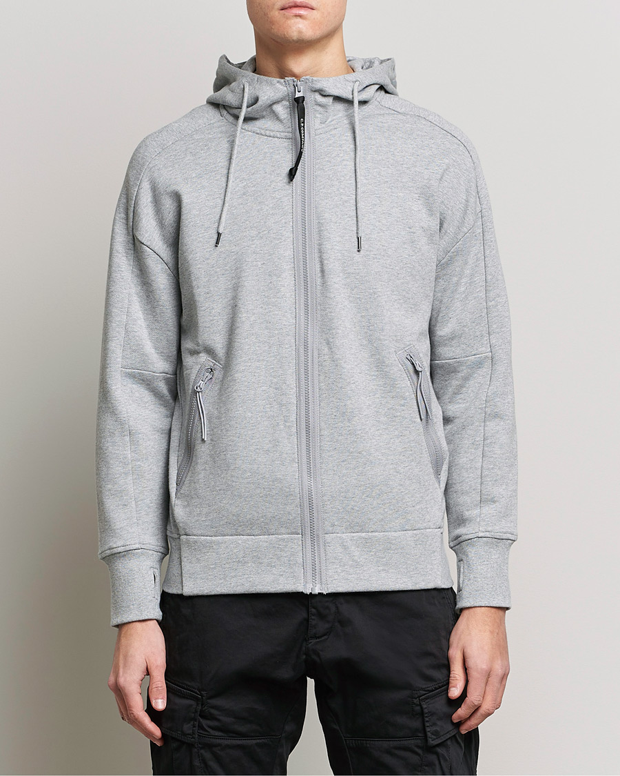 Herre | Trøjer | C.P. Company | Diagonal Raised Fleece Full Zip Goggle Hoodie Grey