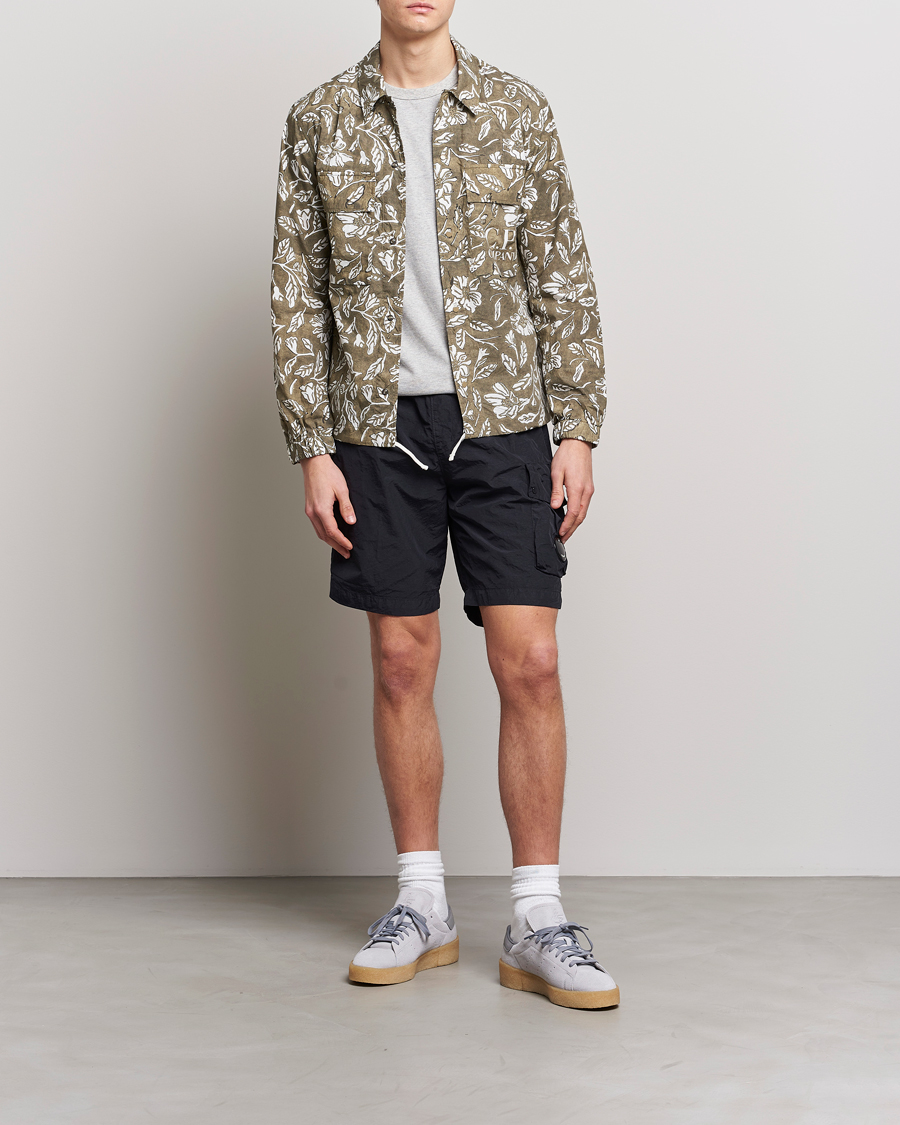 Herre | Skjorter | C.P. Company | Garment Dyed Printed Popline Overshirt Olive