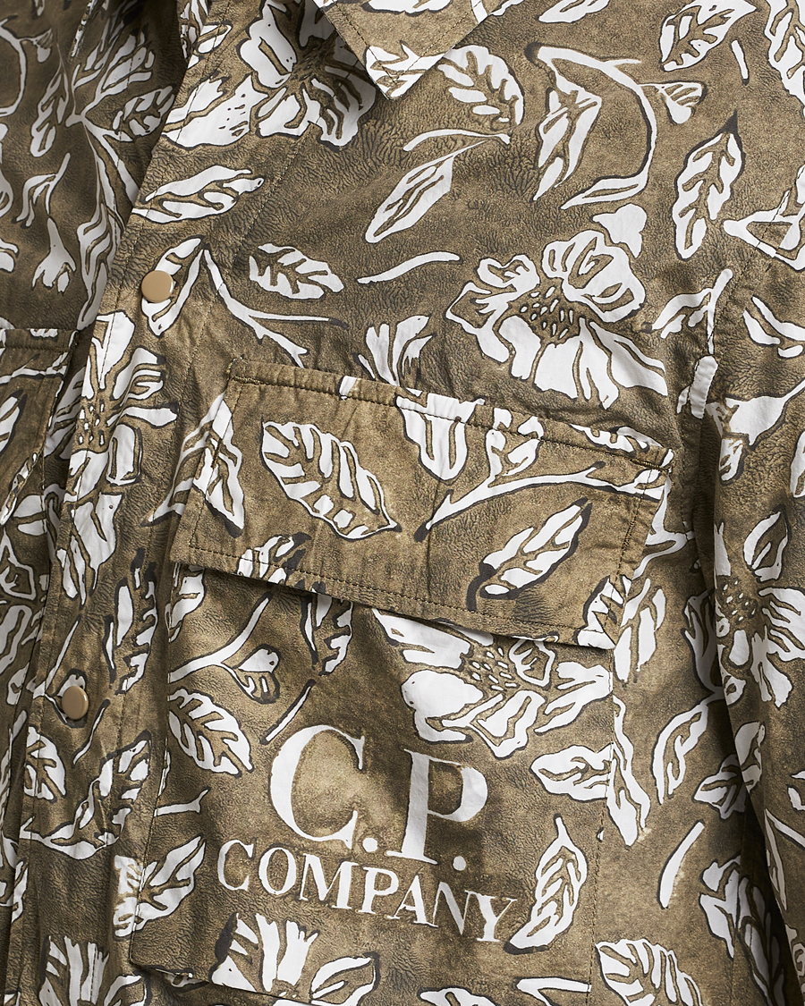 Herre | Skjorter | C.P. Company | Garment Dyed Printed Popline Overshirt Olive