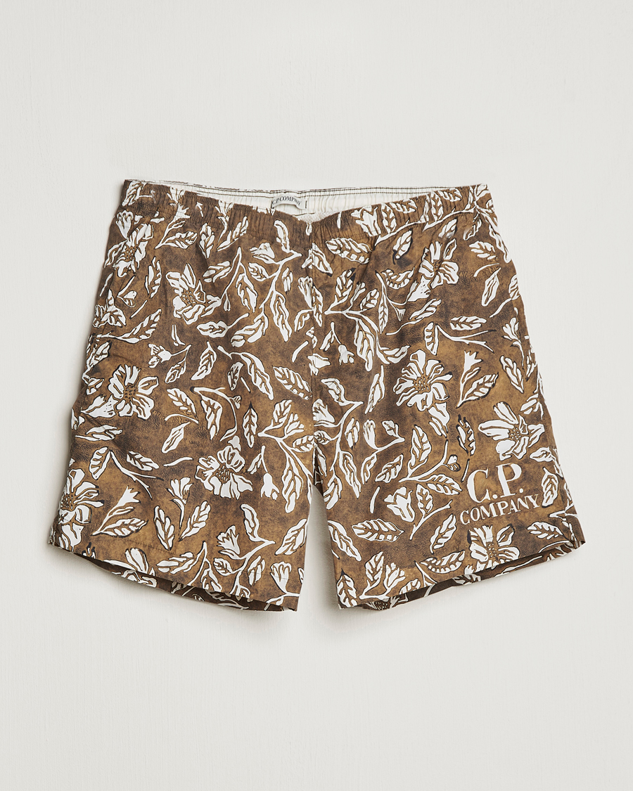 Herre | Badebukser | C.P. Company | Garment Dyed Flatt Nylon Printed Swimshorts Olive
