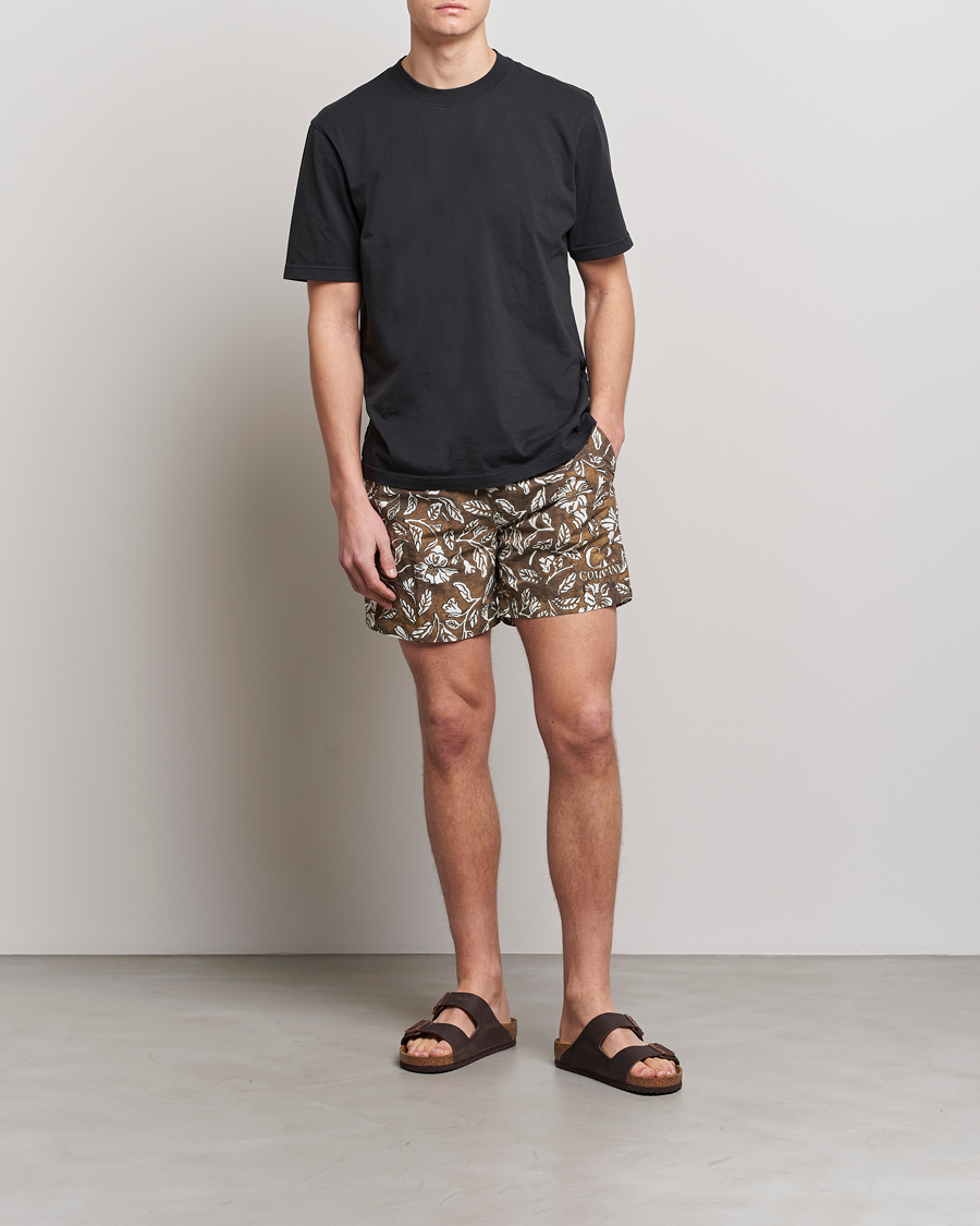 Herre | Badebukser | C.P. Company | Garment Dyed Flatt Nylon Printed Swimshorts Olive