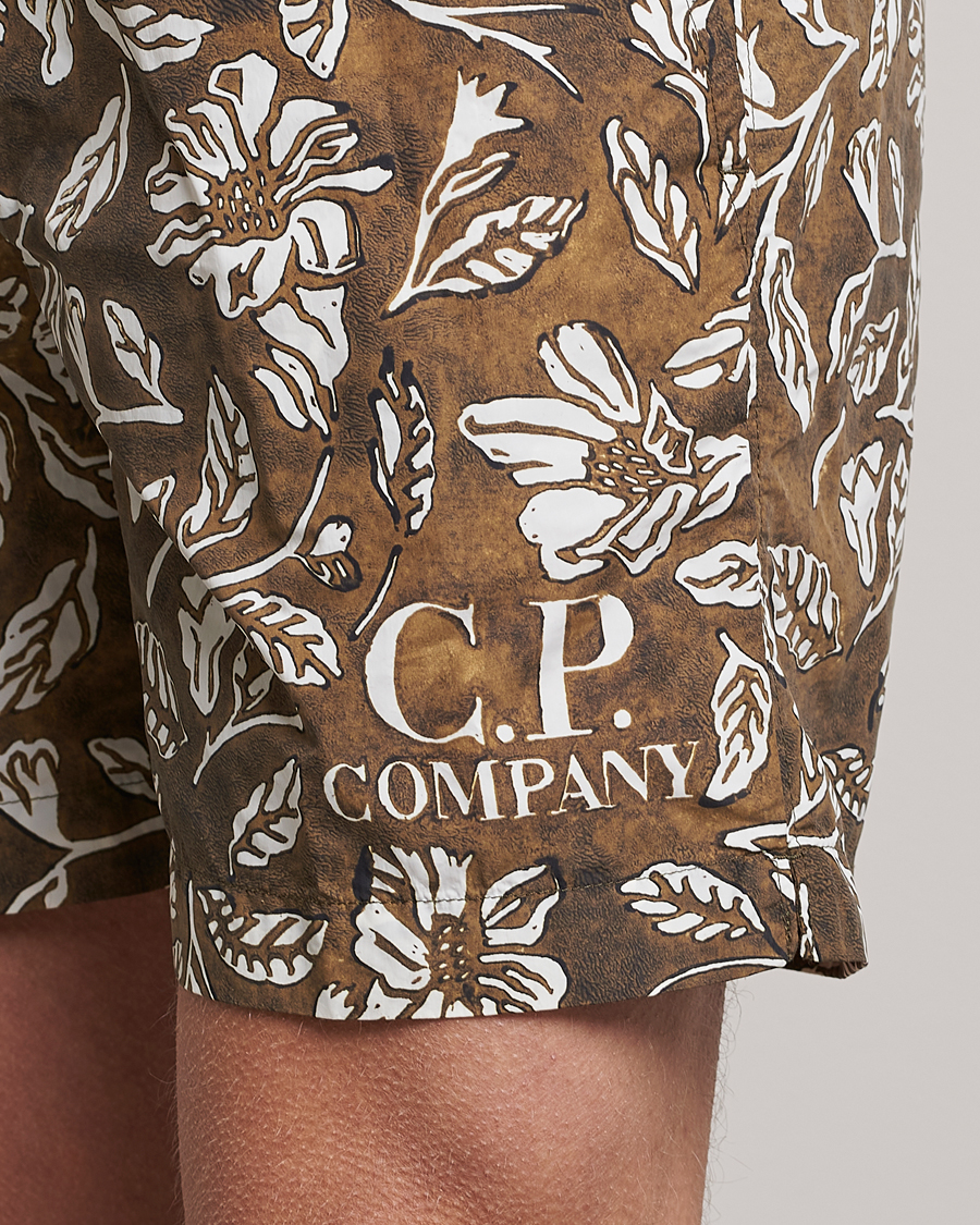 Herre | Badebukser | C.P. Company | Garment Dyed Flatt Nylon Printed Swimshorts Olive