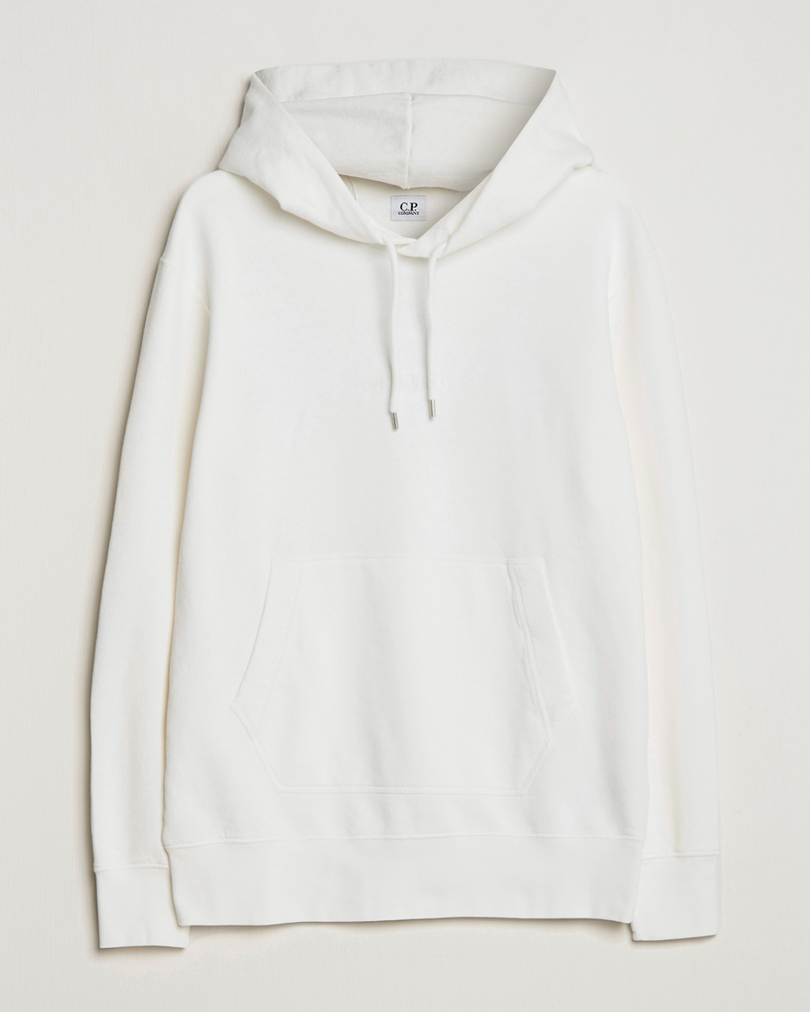 Herre | Trøjer | C.P. Company | Garment Dyed Cotton Fleece Printed Hood White