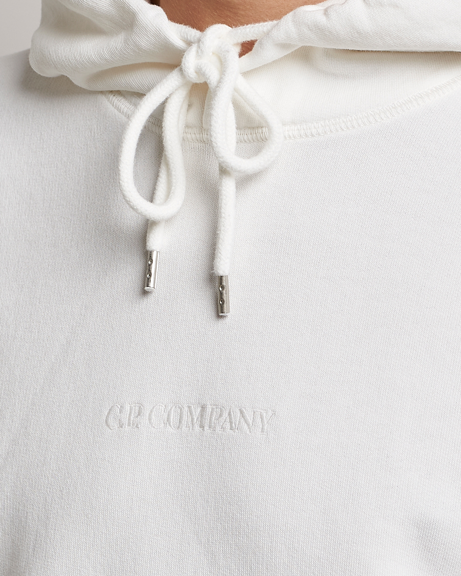 Herre | Trøjer | C.P. Company | Garment Dyed Cotton Fleece Printed Hood White