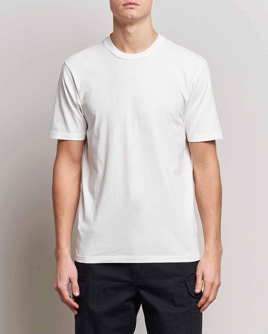 Herre | T-Shirts | C.P. Company | Garment Dyed Jersey Printed T-Shirt White