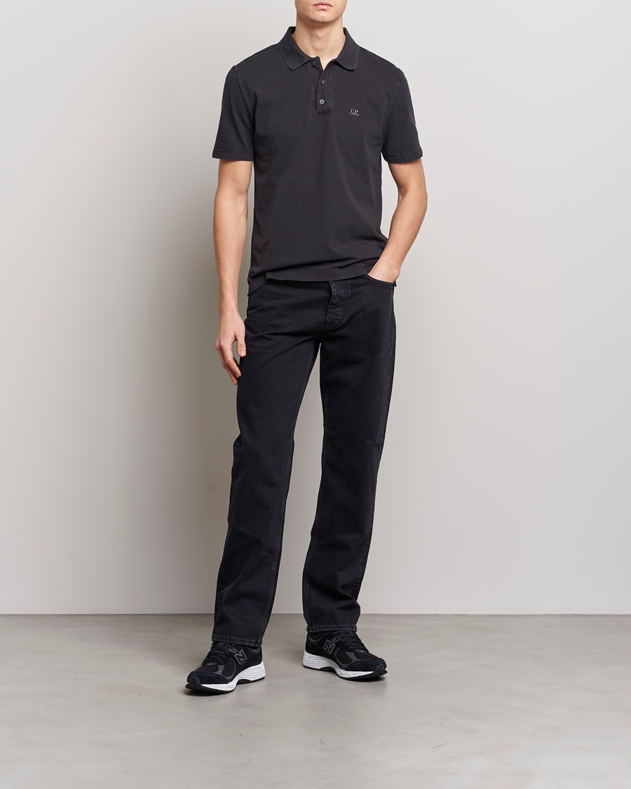 Herre | Polotrøjer | C.P. Company | Old Dyed Cotton Jersey Polo Black