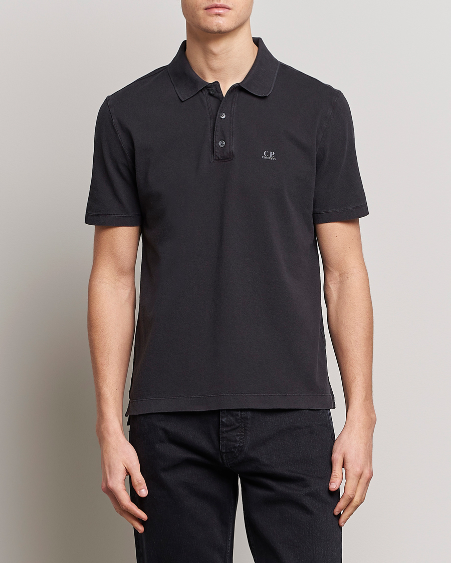 Herre | Polotrøjer | C.P. Company | Old Dyed Cotton Jersey Polo Black