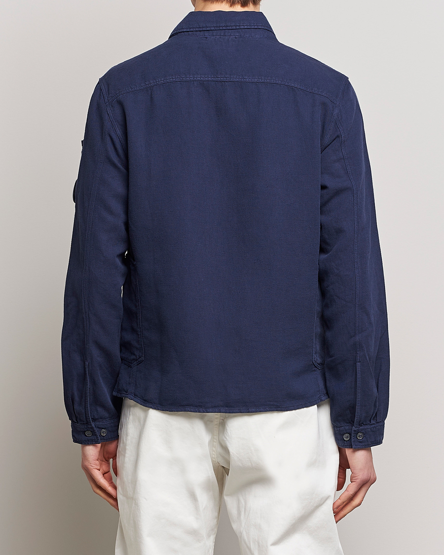Herre | Skjorter | C.P. Company | Broken Linen/Cotton Garment Dyed Overshirt Navy