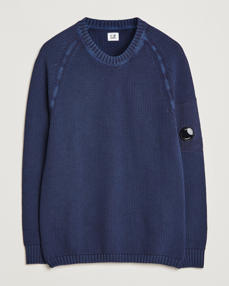 Herre | Trøjer | C.P. Company | Cotton Crepe Special Dyed Knitted Crewneck Navy