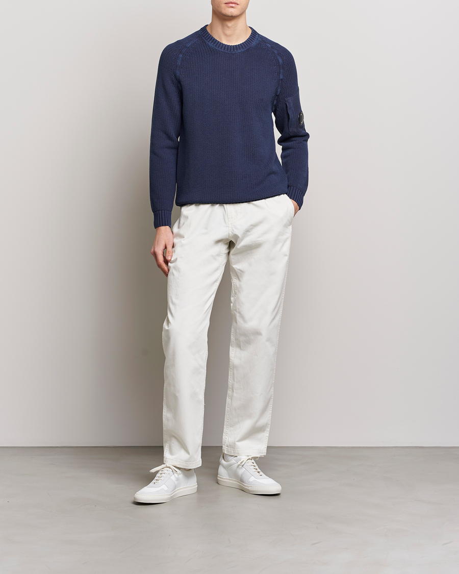 Herre | Trøjer | C.P. Company | Cotton Crepe Special Dyed Knitted Crewneck Navy
