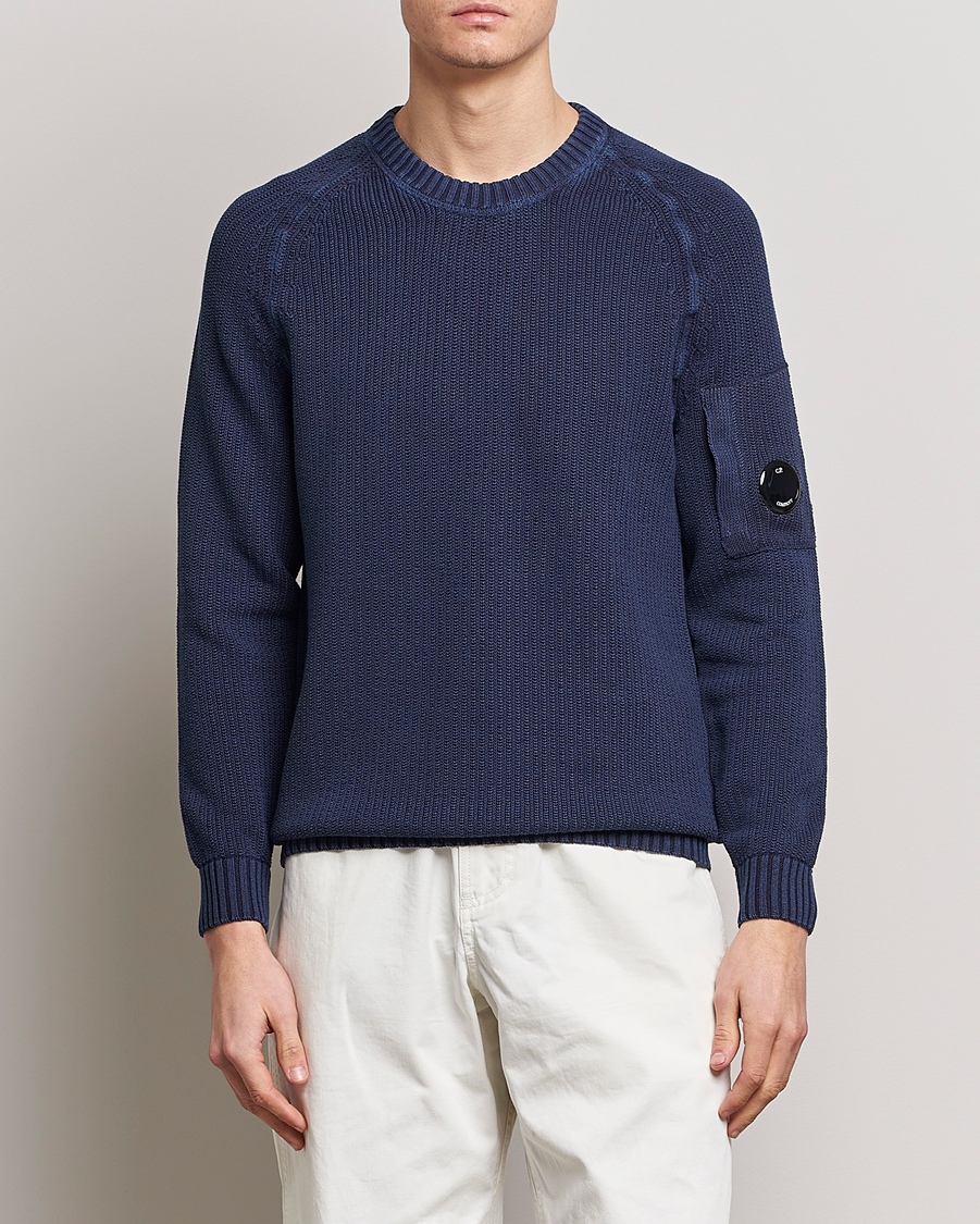 Herre | Trøjer | C.P. Company | Cotton Crepe Special Dyed Knitted Crewneck Navy