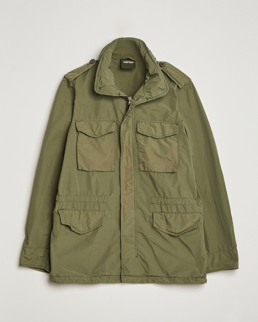 Herre | Jakker | Aspesi | Giubotto Garment Dyed Field Jacket Army Green