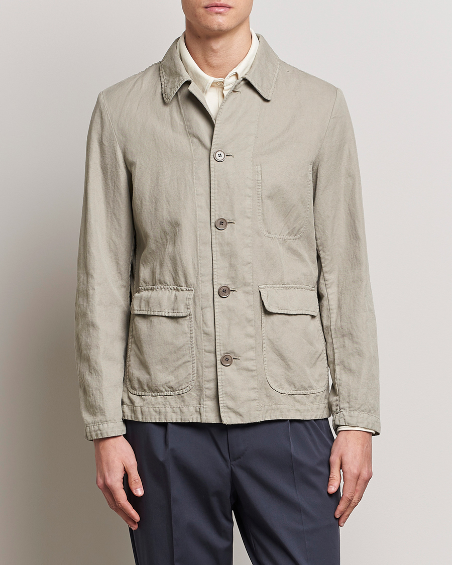 Herre | Jakker | Aspesi | Tadao Cotton/Linen Shirt Jacket Khaki