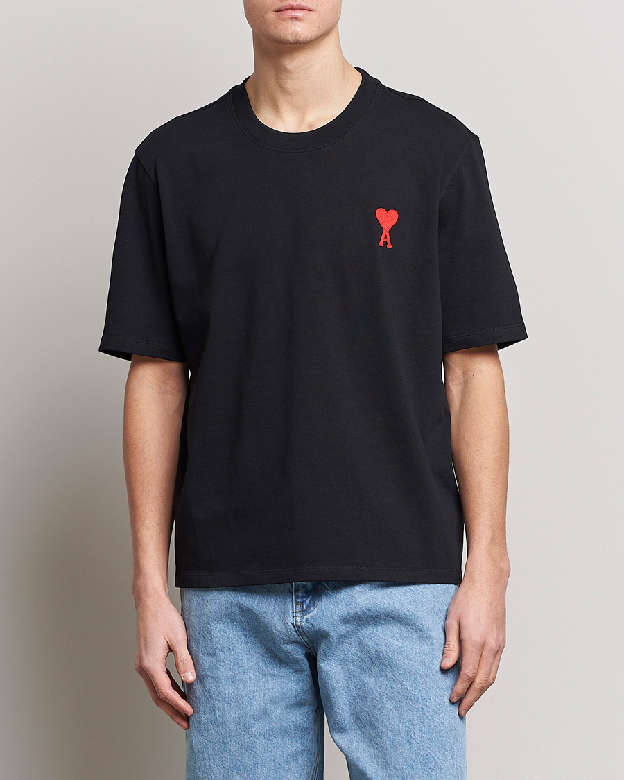 Herre | Sorte t-shirts | AMI | Big Heart Short Sleeve T-Shirt Black
