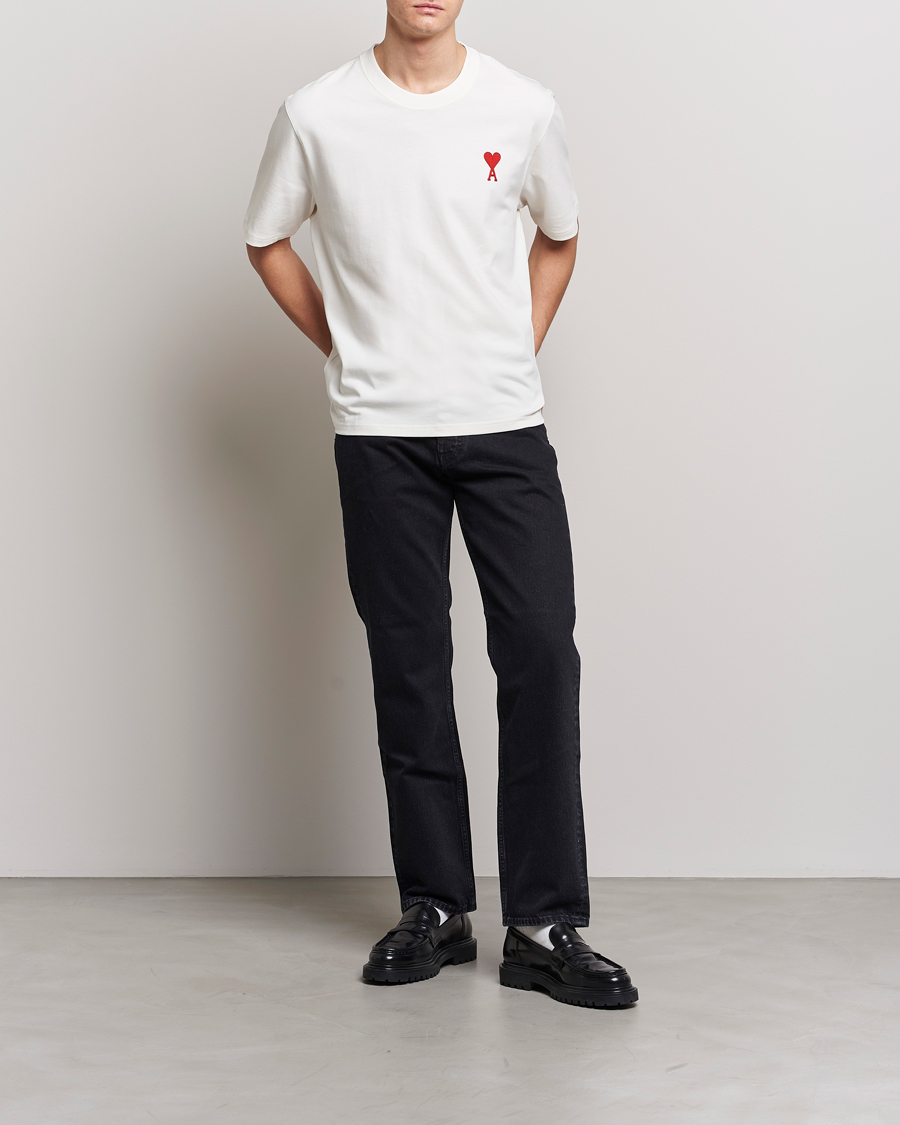 Herre | T-Shirts | AMI | Big Heart Short Sleeve T-Shirt Natural White