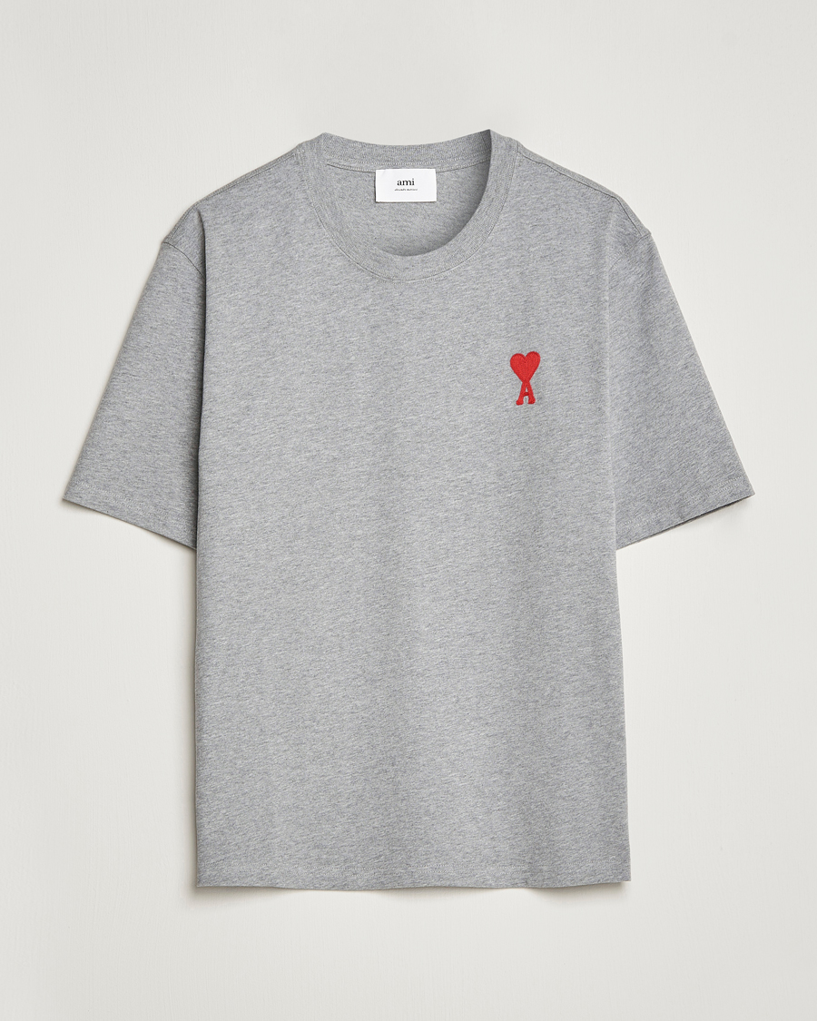 Herre | T-Shirts | AMI | Big Heart Short Sleeve T-Shirt Heather Grey