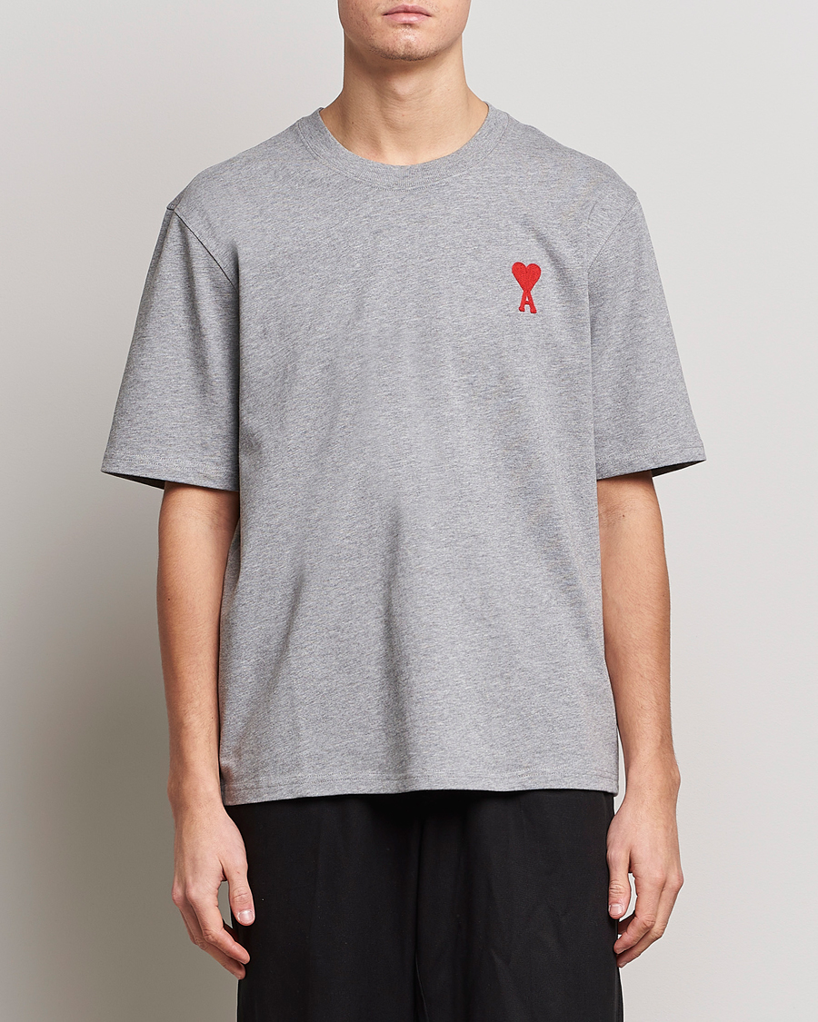 Herre | T-Shirts | AMI | Big Heart Short Sleeve T-Shirt Heather Grey