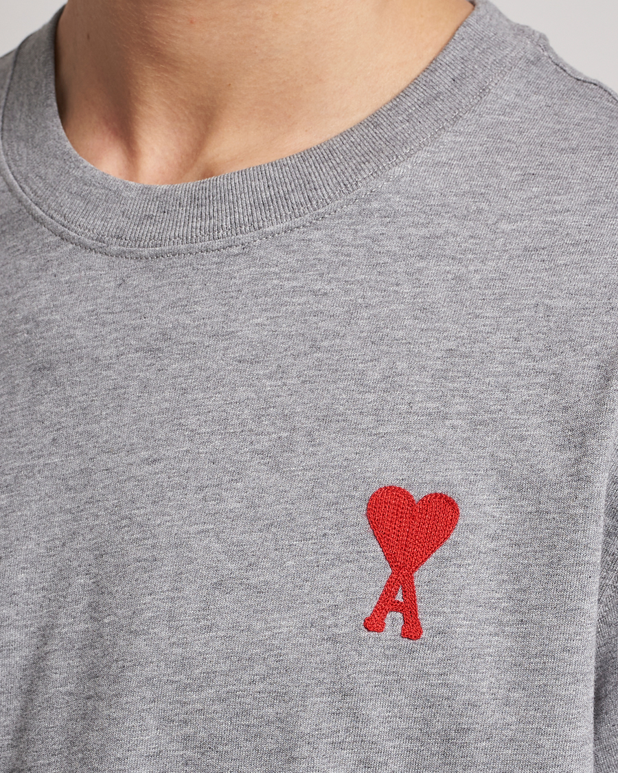 Herre | T-Shirts | AMI | Big Heart Short Sleeve T-Shirt Heather Grey