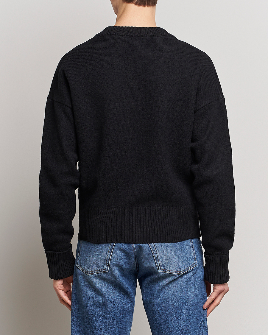 Herre | Trøjer | AMI | Big Heart Wool Cardigan Black