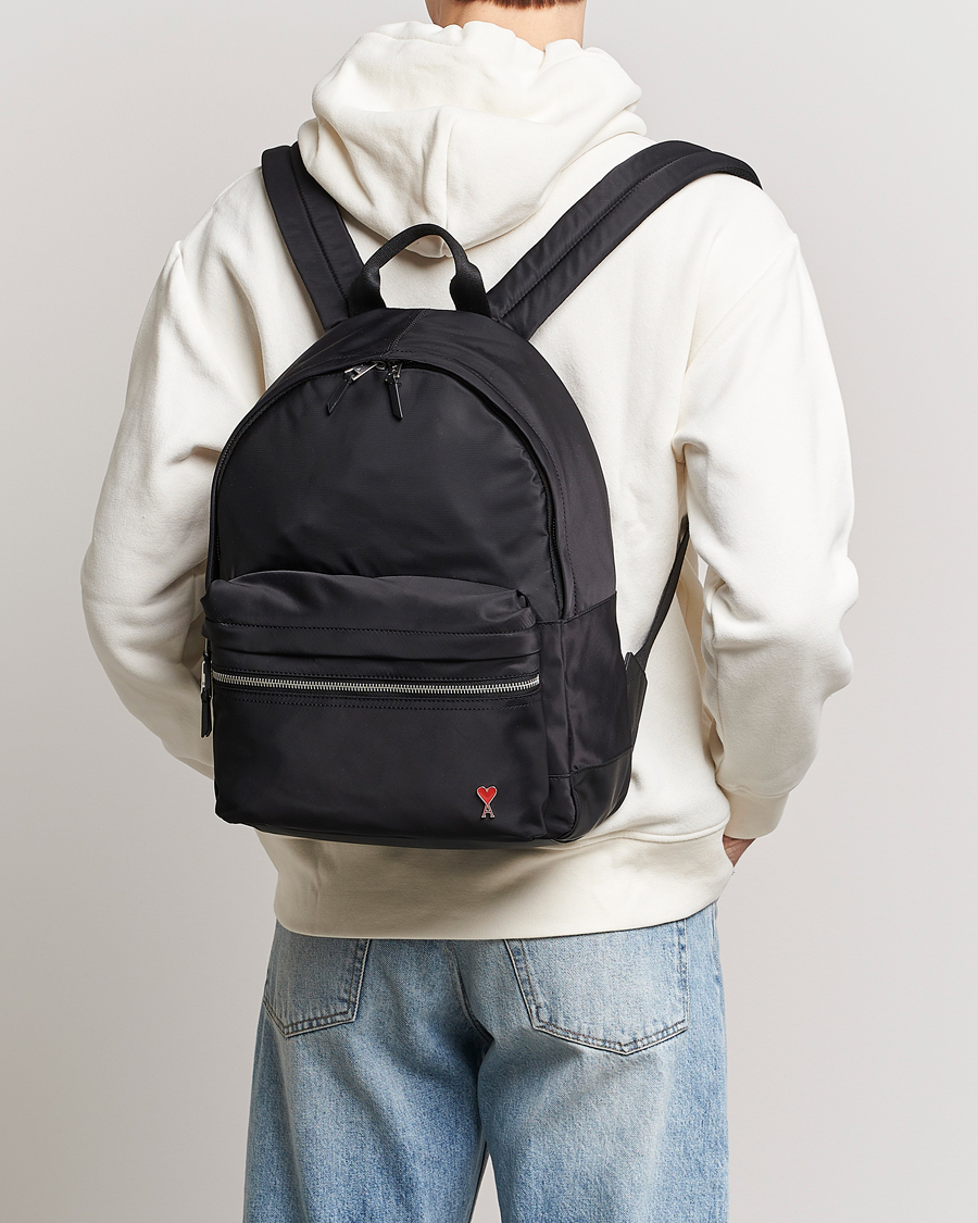 Herre | AMI Heart Logo Backpack Black | AMI | Heart Logo Backpack Black