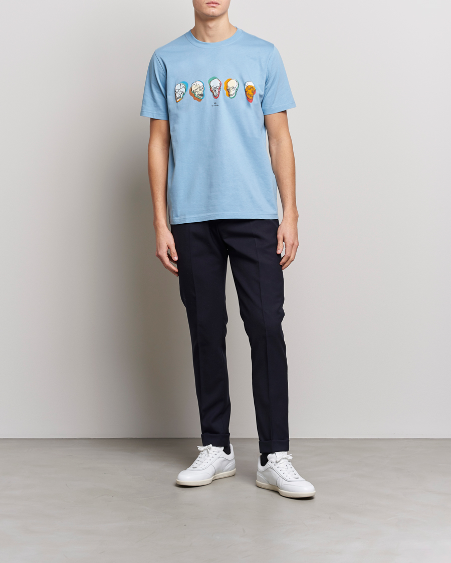 Herre | T-Shirts | PS Paul Smith | Organic Cotton Skull T-Shirt Light Blue