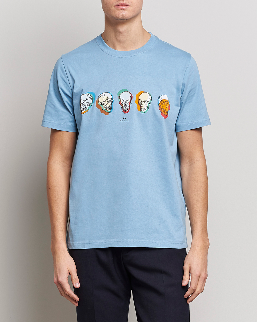 Herre |  | PS Paul Smith | Organic Cotton Skull T-Shirt Light Blue