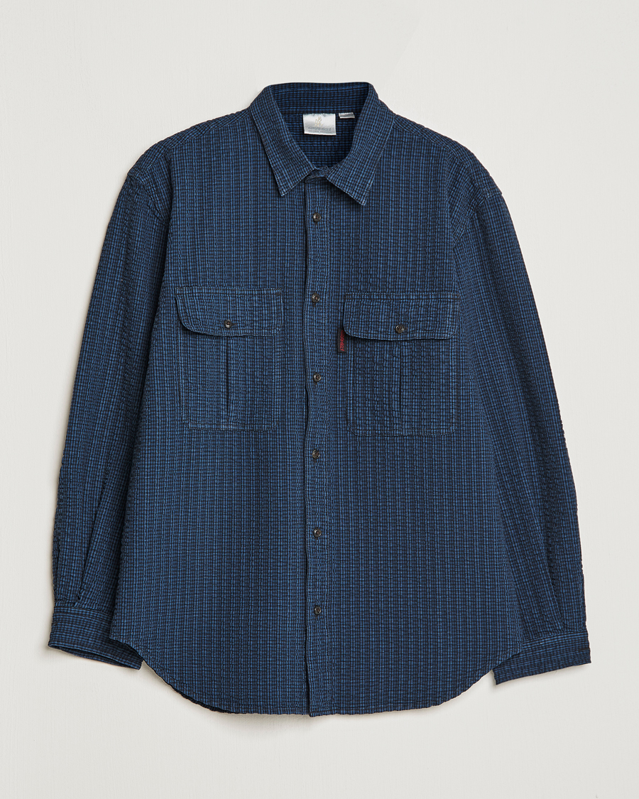 Herre | Skjorter | Gramicci | Garment Dyed Seersucker Canyon Shirt Royal Blue