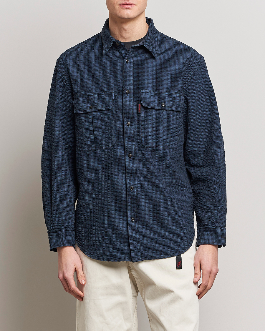 Herre | Skjorter | Gramicci | Garment Dyed Seersucker Canyon Shirt Royal Blue